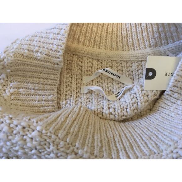 Anthropologie Textured Eyelet Twofer Sweater Vest Top Embroidered Beige Sz M - Picture 10 of 16